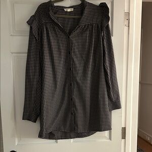 Treasure & Bond BlackBlue/Gray and White Checkered Blouse